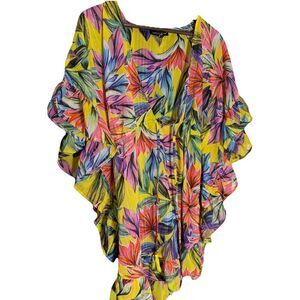 Club Z‎ Collection Women's Tropical Swim Cover-Up Large Resort Vacation Colorful